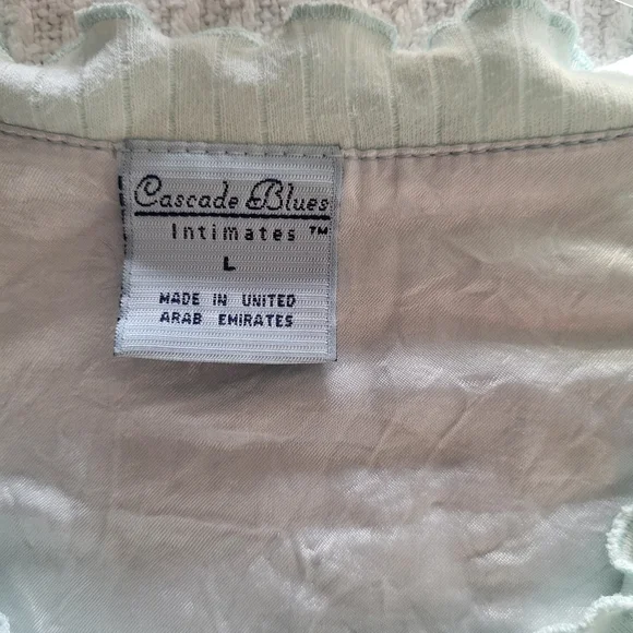 Mint Green Striped Button-Up Nightgown - Picture 3 of 4